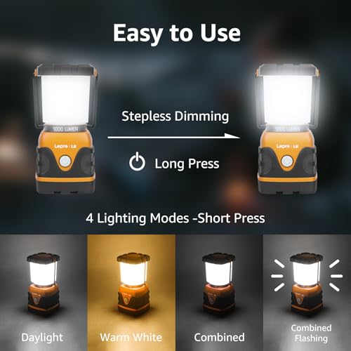 1000LM Battery Powered LED Camping Lantern with 4 Light Modes