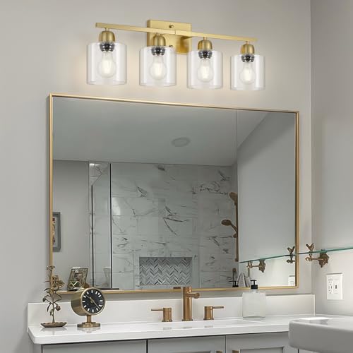 Modern Brushed Gold 4 Light Bathroom Light Fixtures