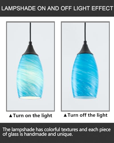 Vintage Art Lake Blue Stripe Pendant Lighting
