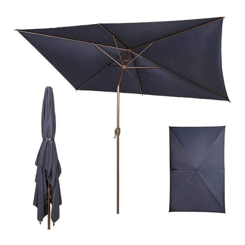 6.5FT Outdoor Patio Umbrella Outdoor Table Umbrella with Crank Market Umbrella 6 Sturdy Ribs UV Protection Waterproof and Push Button Tilt for Garden Deck Backyard Pool