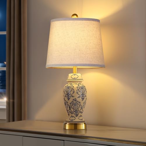 Chinoiserie Ceramic Small Table Lamps Set of 2 for Bedroom Bedside (2 Count)