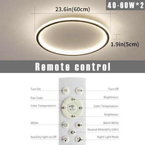 23.6 Inch Flush Mount Ceiling Light