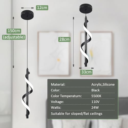 13W Modern Spiral Led Pendant Light Fixture