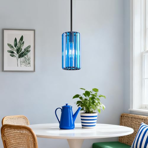 Modern Crystal Pendant Light Mini Dark Blue Chandeliers Adjustable Pendant Lights Fixture for Kitchen Island Dinning Room Corridor Bedroom