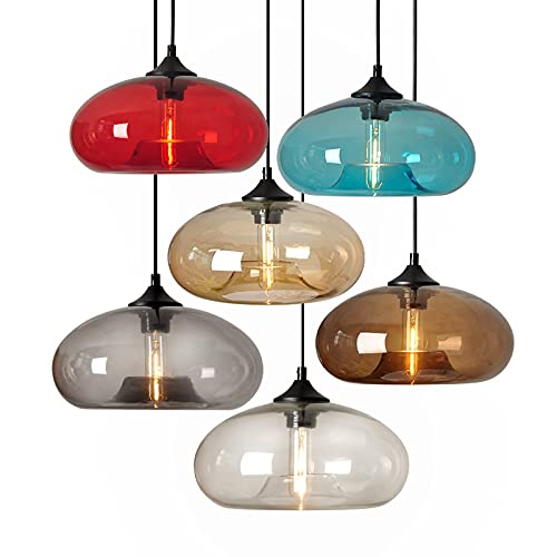 Industrial Pendant Light Shade of Onion Vintage Chandelier E26 Pendant Lighting for Kitchen Island Colorful Glass Cage