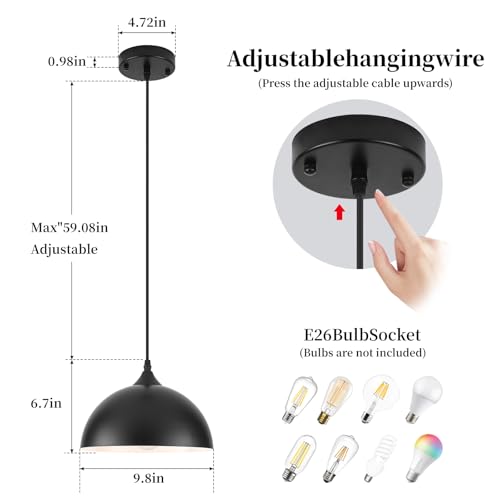 9.8 inch Kitchen Pendant Light 3 Pack (3 Count)