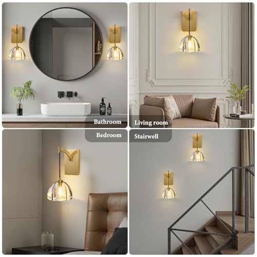 Crystal Brass Dome Wall Sconce (2 Count)