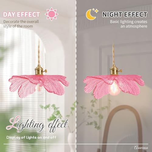 Pink Glass Pendant Lights Fixtures Flower Hanging Ceiling Light Girls Room Mid Century Pendant lamp Gold Chandelier for Kitchen Island Dining Room Foyer Cafe