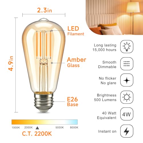 Vintage Edison LED Light Bulbs (4 Count)