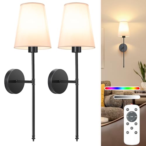 25.4 inch Battery Operated Wall Sconce Set of 2 (2 Count)