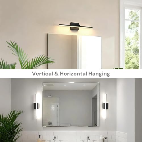 24 Inch Black Vanity Light Bar Over Mirror Rotatable 3CCT