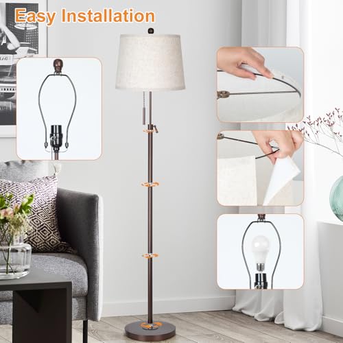 Modern Floor Lamp Adjustable Height Standing Lamp Tall Lamp with 3 Color Temperatures Floor Lamps for Living Room Bedroom Office Beige Shade Bulb Included