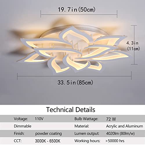 33.5" Modern LED Low Profile Flush Mount Ceiling Light
