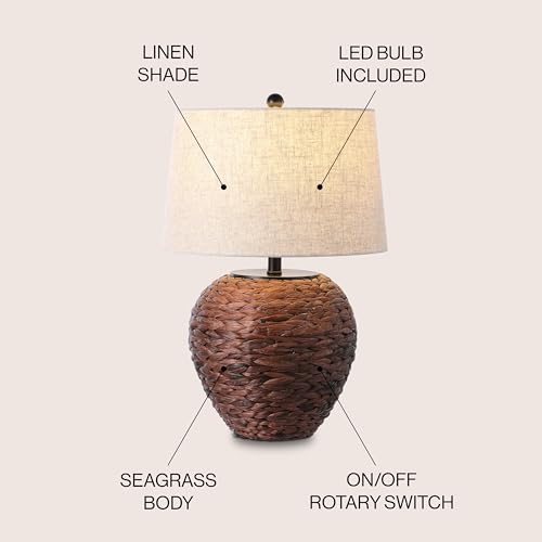 Alaro Table Lamp Woven Water Hyacinth Basket 24.5"