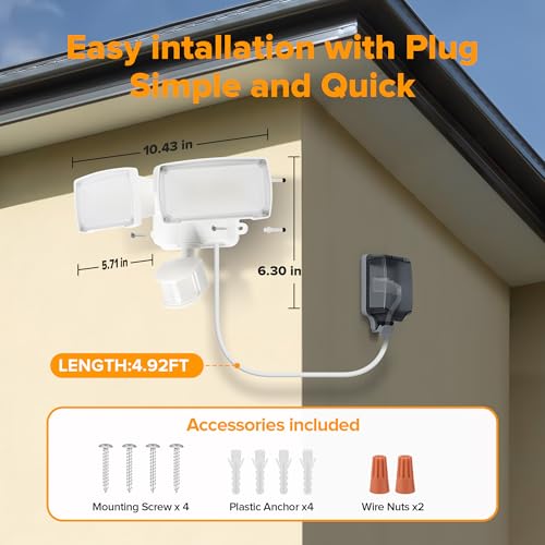 21W 2 Pack Plug in Motion Sensor Light Outdoor (2 Count)