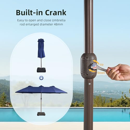 15ft Umbrella Outdoor Patio Solar Lights with Base