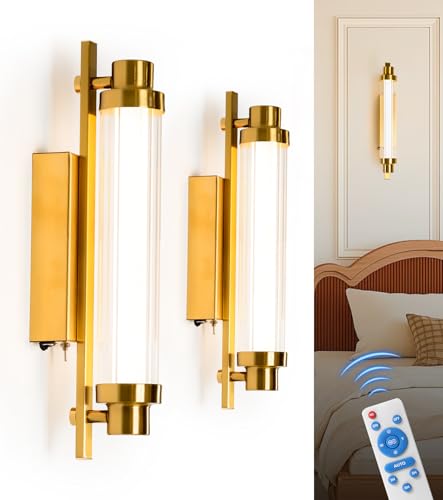 Set of 2 Gold 12000mAh LED Crystal Wireless Battery Wall Sconces (2 Count)
