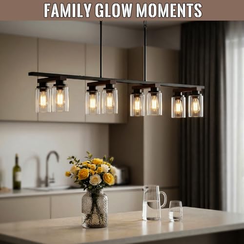 8 Light Black Linear Chandelier
