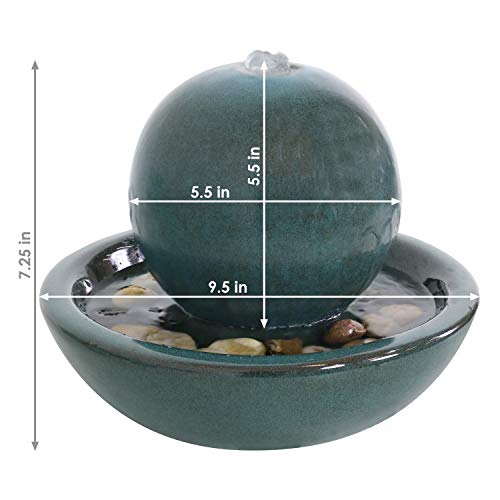 Sunnydaze 7" Indoor Ceramic Tabletop Fountain with Orb