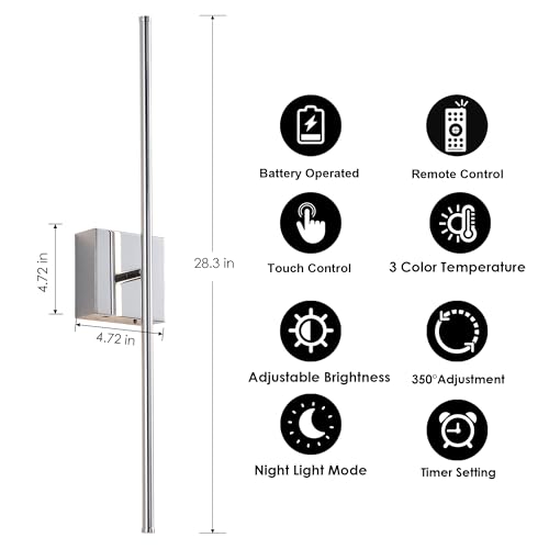 Rechargeable Wall Sconces Battery Operated Set of 2 (2 Count)