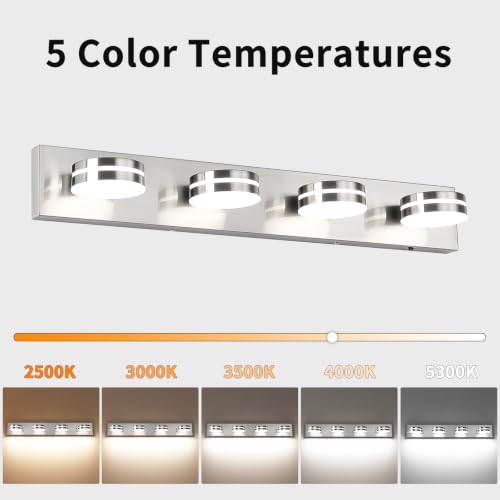 LED Modern Bathroom Lights Fixtures 4 Light 30in Brushed Nickel