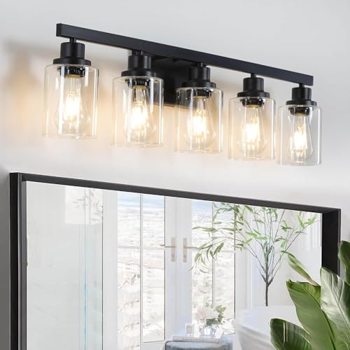 5 Light Black Bathroom Vanity Light