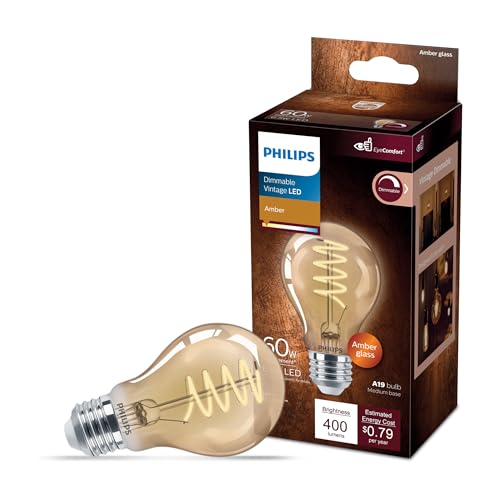 LED 60 W A19 Vintage Edison Spiral Amber