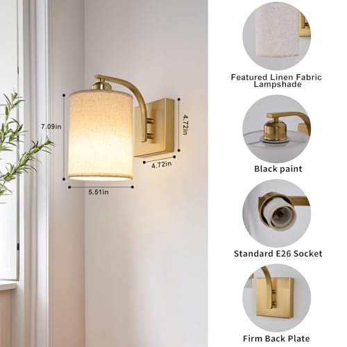 Gold Rechargeable Wall Sconces Set of 2 with Remote (2 Count)