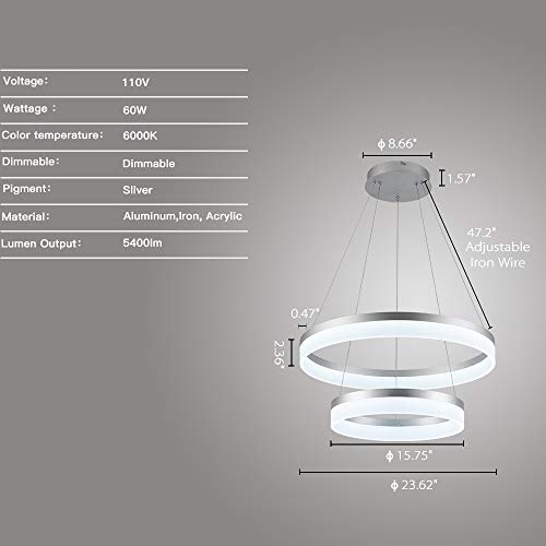 LED Silver Chandeliers Modern Pendant