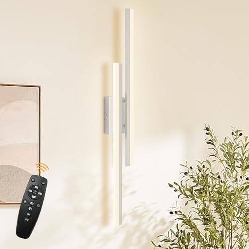 LED Wall Sconce Silver Modern Remote Wall Light Fixtures for Living Room