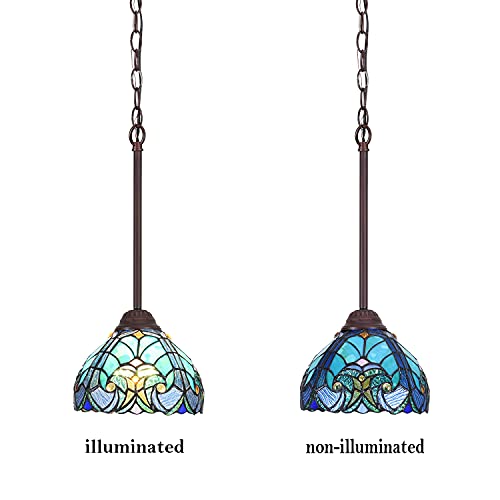 Tiffany Pendant Light fixtures Hanging Lamp Stained Glass Light Decor for Dining Living Room Kitchen Island Study Hallway