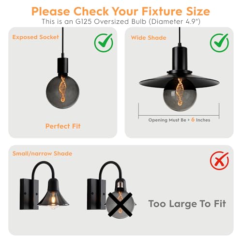 Unique Decorative Light Bulb Dimmable LED Low Lumen E26 Smoke G125
