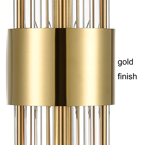 2 Light Modern Brushed Titanium Gold Wall Sconce with Clear Glass (2 Count)