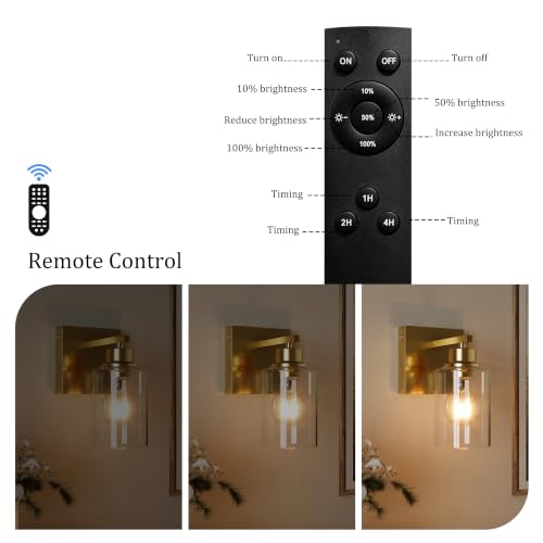 Wireless Battery Operated Wall Sconce Set of 2 with Remote Control (2 Count)
