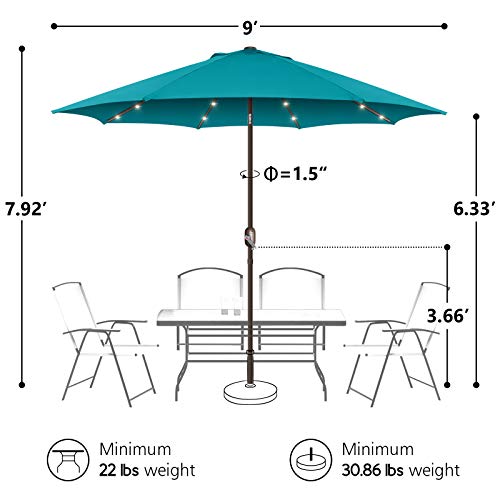 9ft Patio Umbrella with Solar Lights (24 Count)