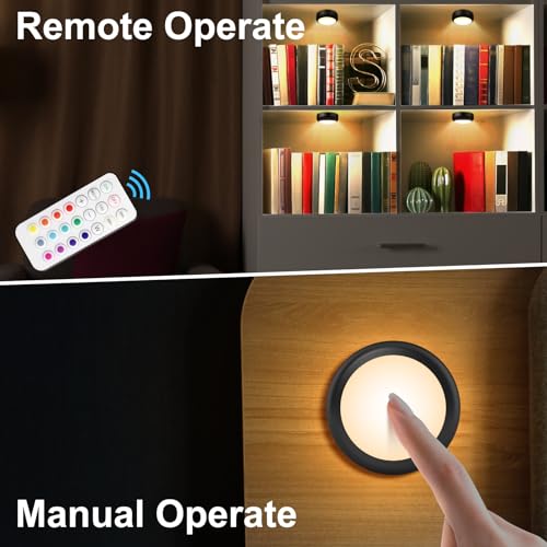 LED Puck Lights with Remote Control (2 Count)