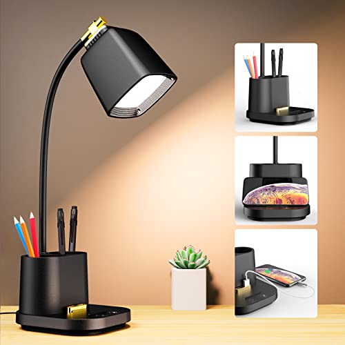 LED Desk Lamp with USB Charging Port Touch Control 3 Color Modes