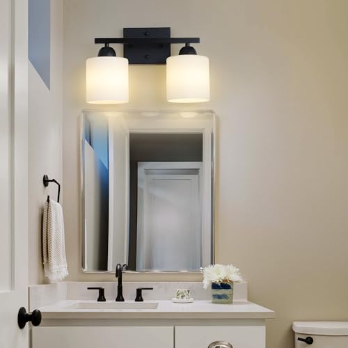 Milk Glass Vanity Lights for Bathroom (2 Count)