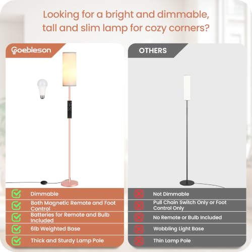 Slim Floor Lamp for Living Room with Magnetic Remote and Foot Switch