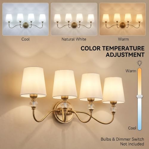 4 Light Vintage Bathroom Vanity Light Fixtures Over Mirror