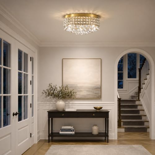 Gold Crystal Flush Ceiling Lights (Elegant Gold)