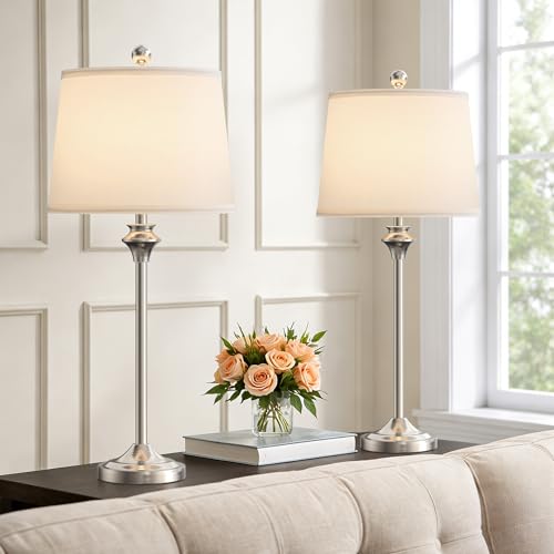 Set of 2 Brushed Nickel Table Lamps