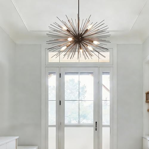 29in 9 Light Black Sputnik Chandelier Large Starburst Modern