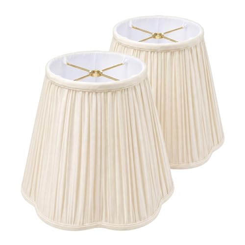 BS-754-14EG-2 Bottom Scallop Gather Pleat Basic Lamp Shade, 7 x 14 x 11.5, Eggshell, 2-Pack (2 Count)