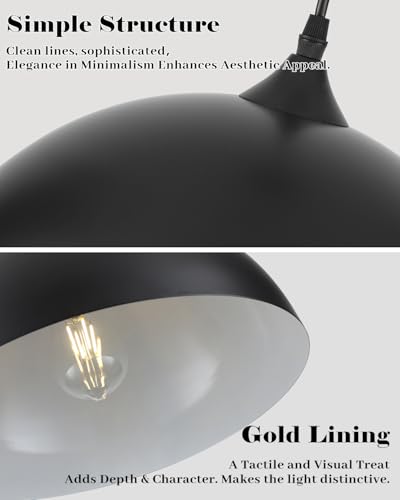 14 Inch Black and White Dome Pendant Light