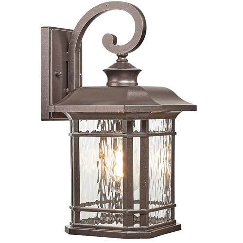 ORB Finish Outdoor Wall Lights 17 Inch Height Waterproof Exterior Lighting Fixtures with Water Ripple Glass E27 Socket Porch Lights Outdoor for Garage Patio Front Door