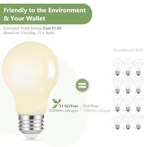 A19 LED Filament Bulbs Milky Glass (6 Count)