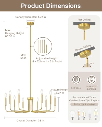10 Light Gold Chandelier