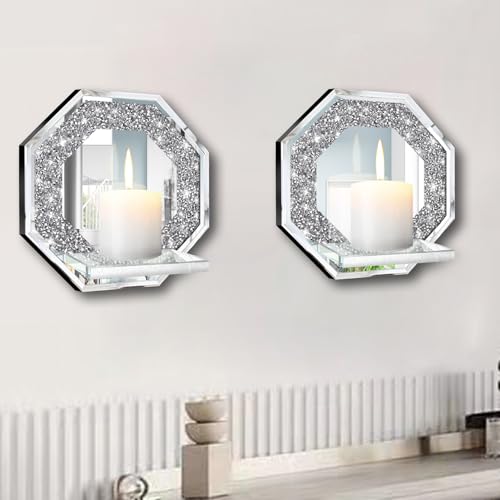 Crystal Crush Diamond Wall Candle Holder Set of 2 (2 Count)