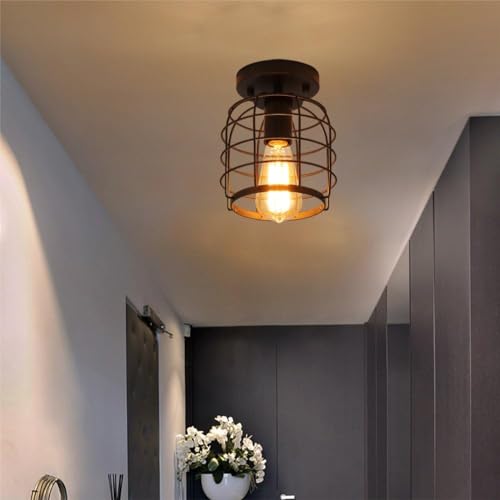 Industrial Vintage Flush Mount Ceiling Light (2 Count)